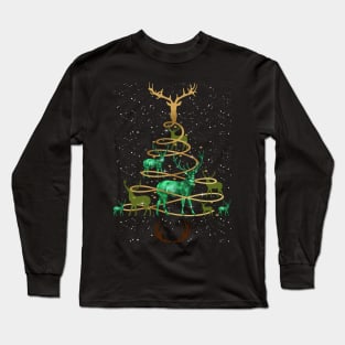 Deer Buck Hunting Holiday Christmas Tree Long Sleeve T-Shirt